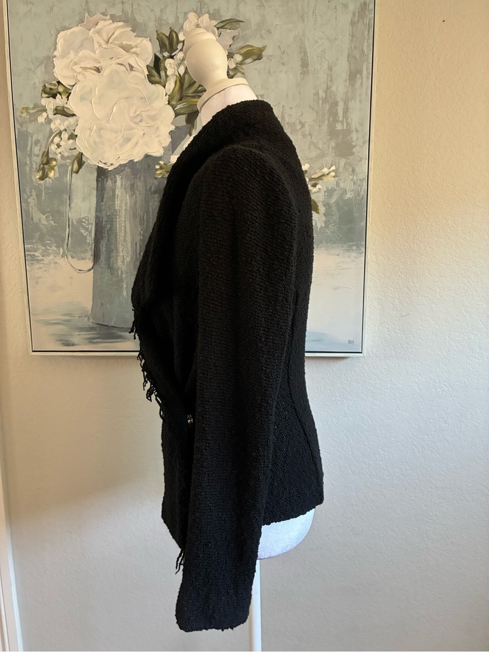 IRO Mira Black Bouclé Knit Jacket Size 38/ US 6 - Picture 4 of 12